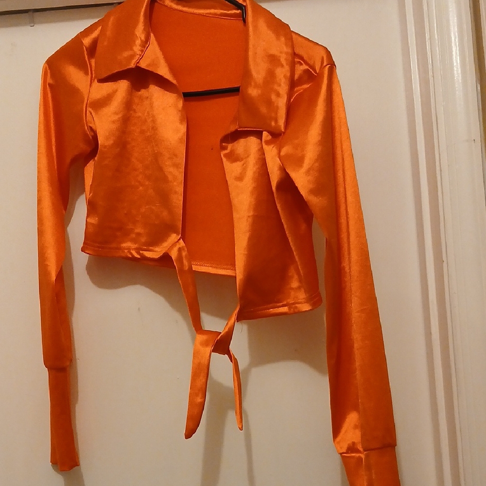 Satin Orange Blazer Jacket